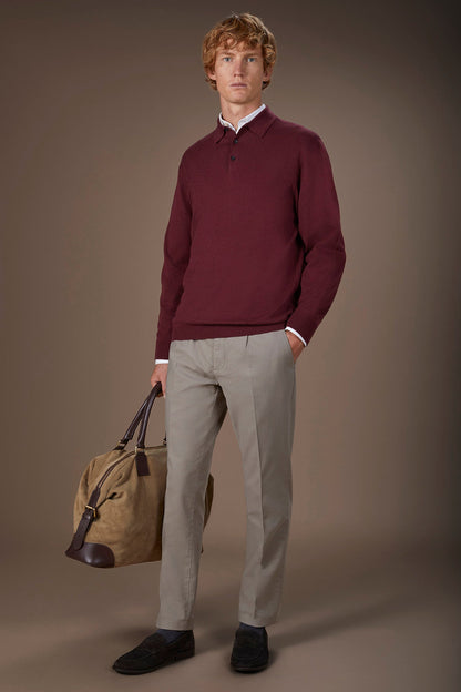 Men's polo shirt in wool and cotton blend regular fit