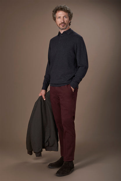 Men's polo shirt in wool and cotton blend regular fit