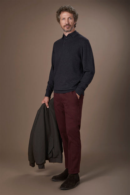 Men's polo shirt in wool and cotton blend regular fit
