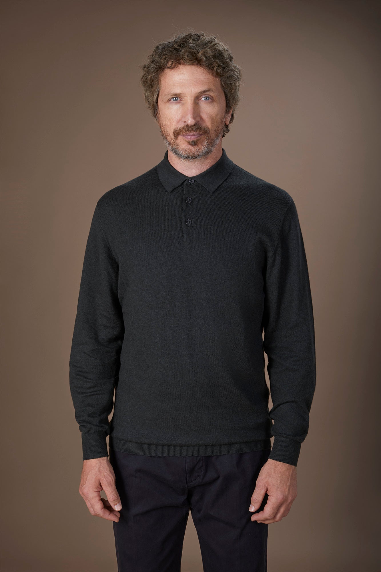 Men's polo shirt in wool and cotton blend regular fit