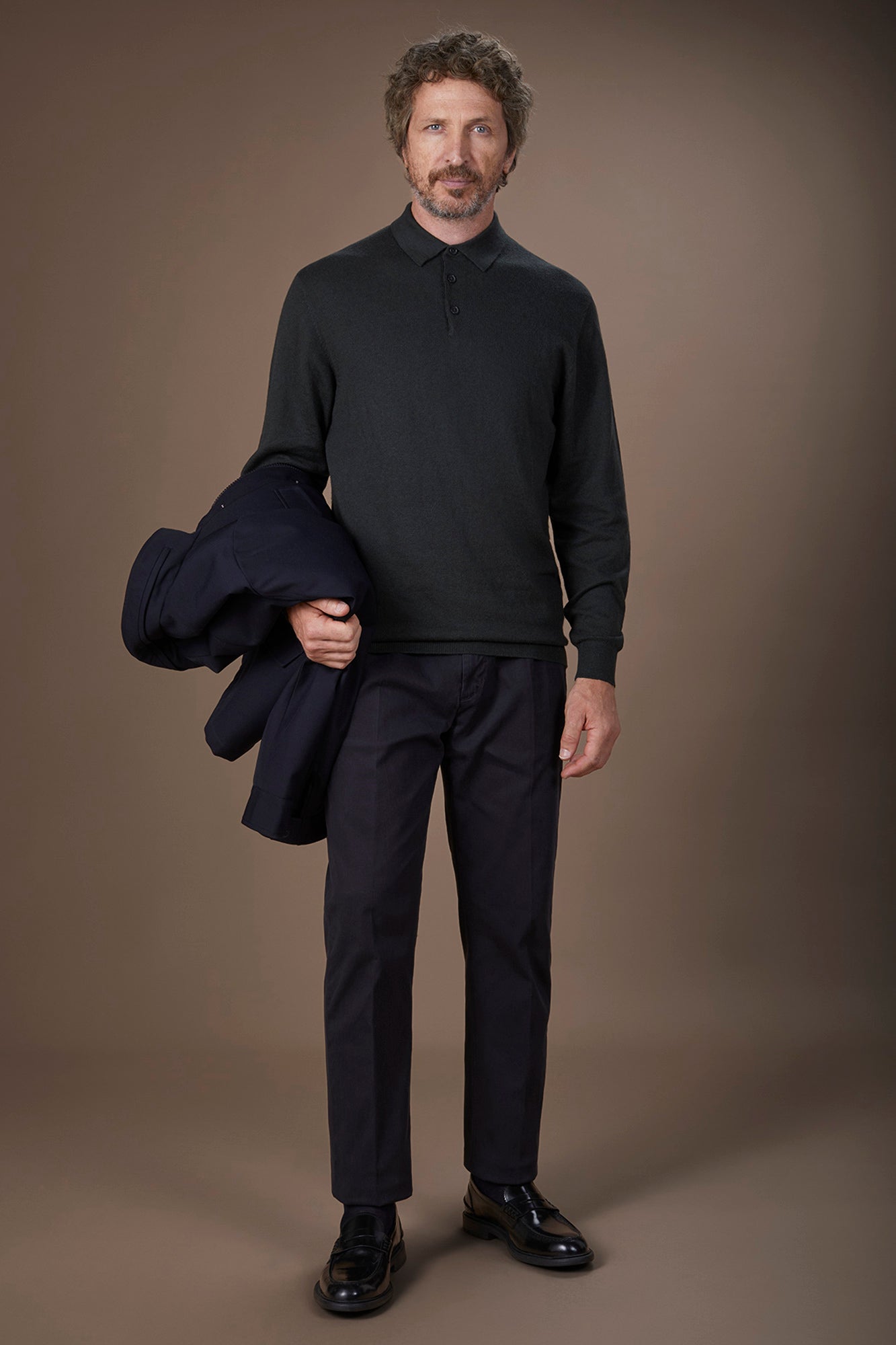 Men's polo shirt in wool and cotton blend regular fit