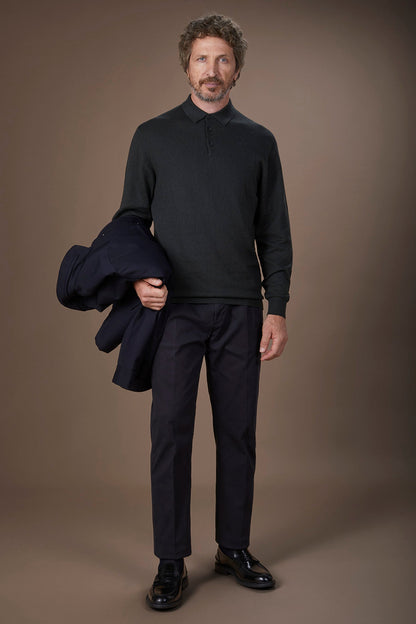 Men's polo shirt in wool and cotton blend regular fit