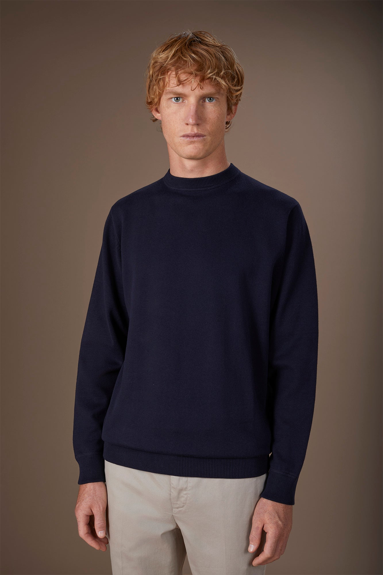 Men's regular fit crew neck jumper in 100% cotton