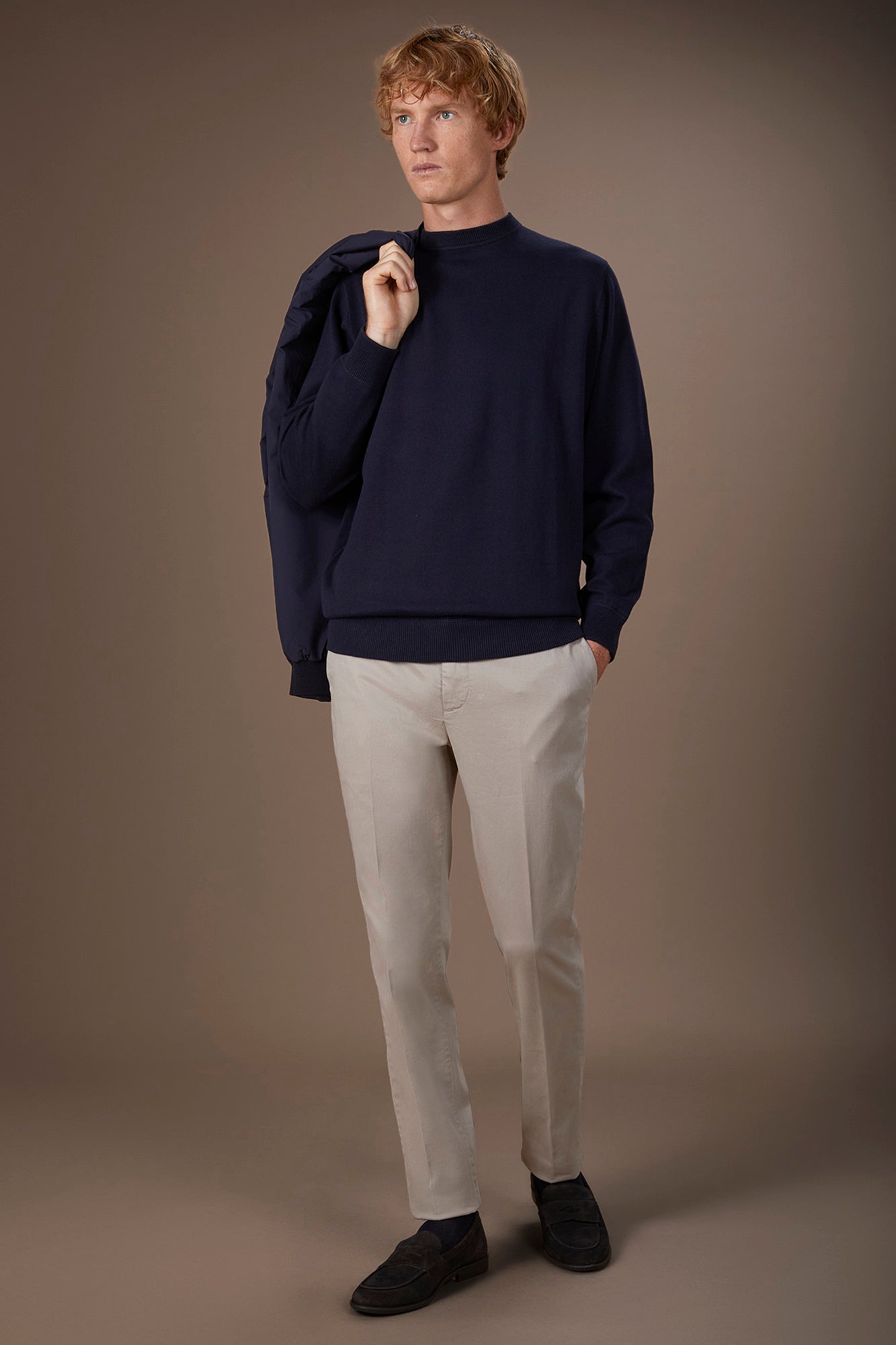 Men's regular fit crew neck jumper in 100% cotton