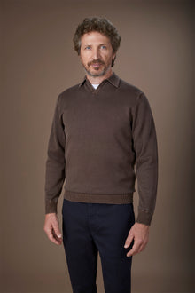 Men's long-sleeved polo shirt in 100% cotton