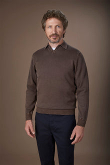 Men's long-sleeved polo shirt in 100% cotton