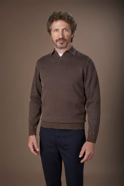 Men's long-sleeved polo shirt in 100% cotton