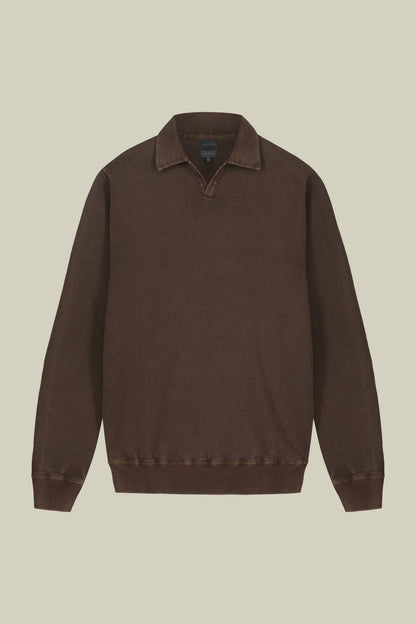 Men's long-sleeved polo shirt in 100% cotton