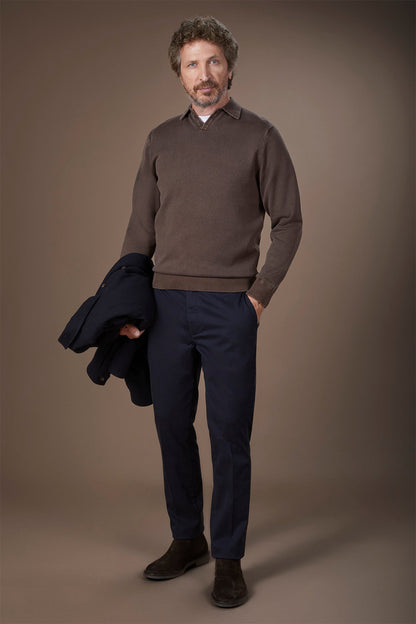 Men's long-sleeved polo shirt in 100% cotton