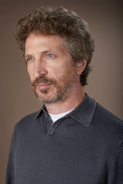 Men's long-sleeved polo shirt in 100% cotton