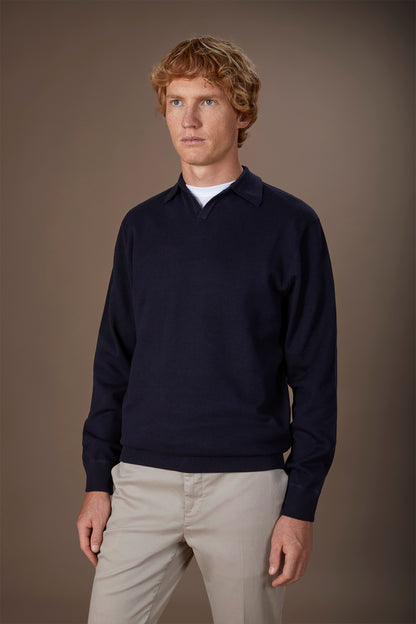 Men's long-sleeved polo shirt in 100% cotton