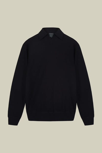 Men's long-sleeved polo shirt in 100% cotton