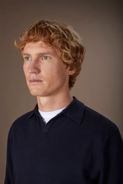 Men's long-sleeved polo shirt in 100% cotton