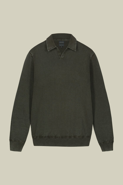 Men's long-sleeved polo shirt in 100% cotton