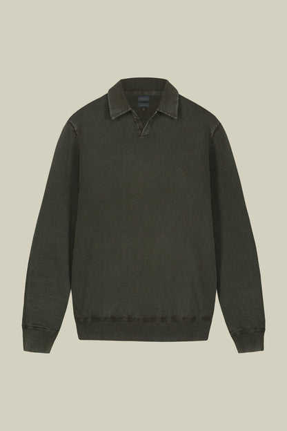 Men's long-sleeved polo shirt in 100% cotton