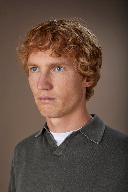 Men's long-sleeved polo shirt in 100% cotton