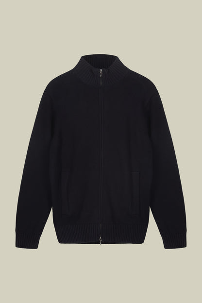 Men's 100% cotton cardigan with zip closure regular fit