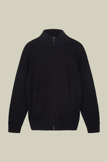 Men's 100% cotton cardigan with zip closure regular fit