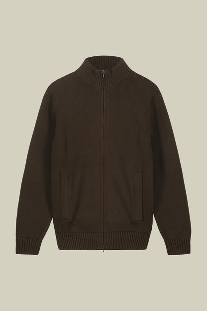 Men's 100% cotton cardigan with zip closure regular fit