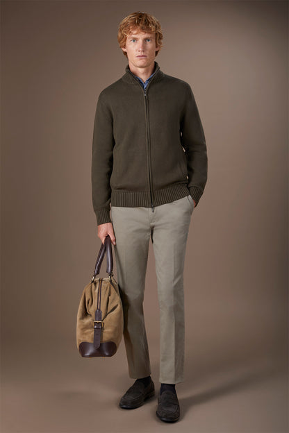 Men's 100% cotton cardigan with zip closure regular fit