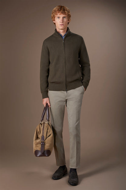 Men's 100% cotton cardigan with zip closure regular fit