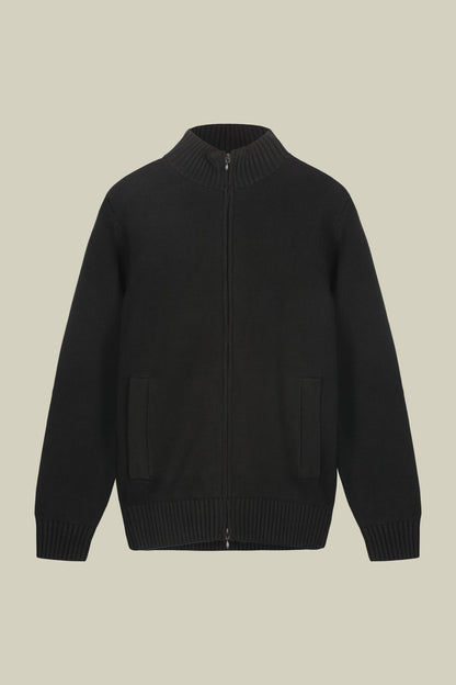 Men's 100% cotton cardigan with zip closure regular fit