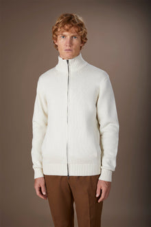 Men's 100% cotton cardigan with zip closure regular fit