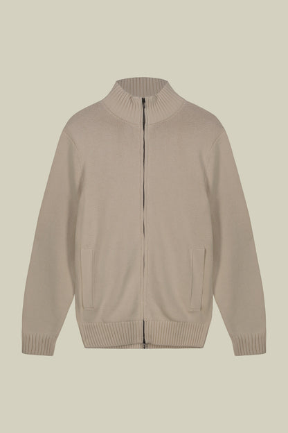 Men's 100% cotton cardigan with zip closure regular fit