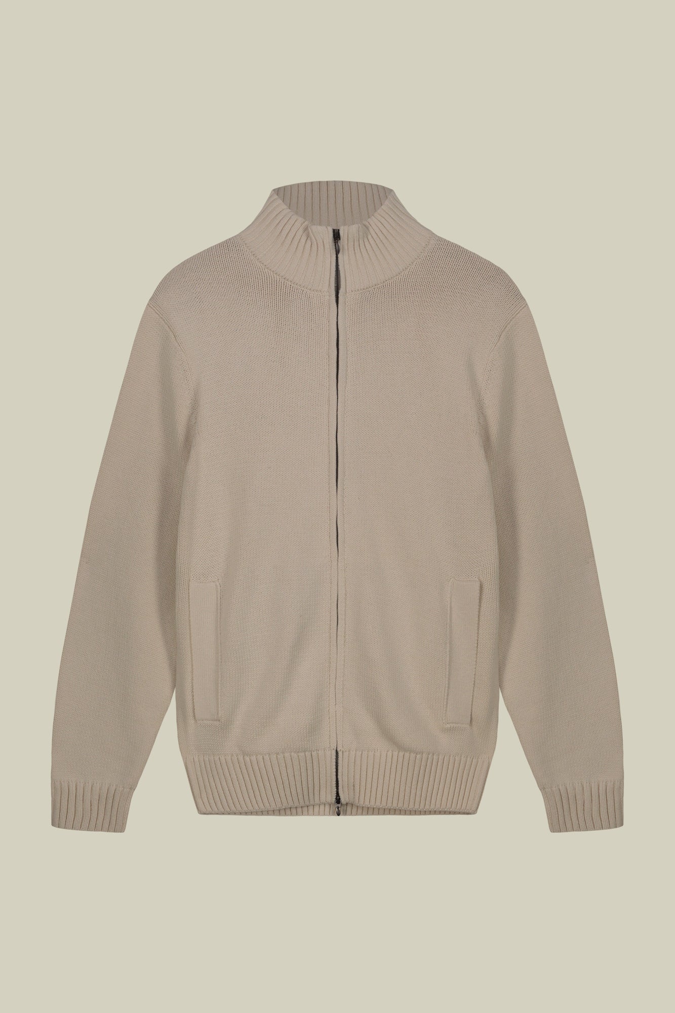 Men's 100% cotton cardigan with zip closure regular fit