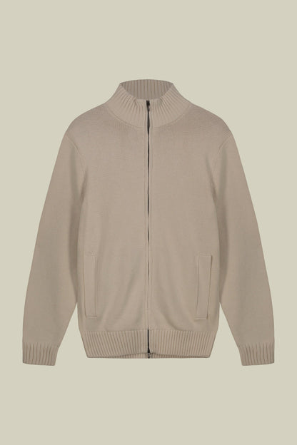 Men's 100% cotton cardigan with zip closure regular fit