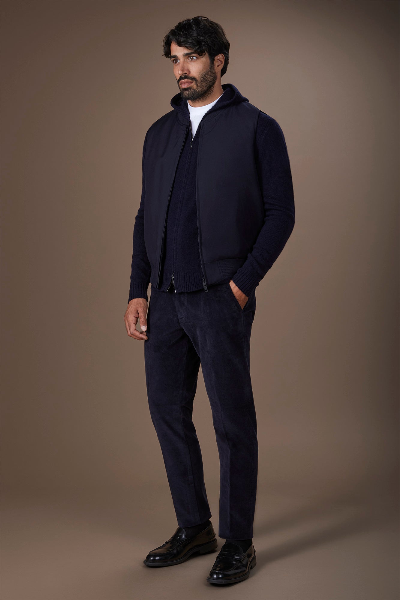 Men's regular fit lambswool blend knitted sweatshirt