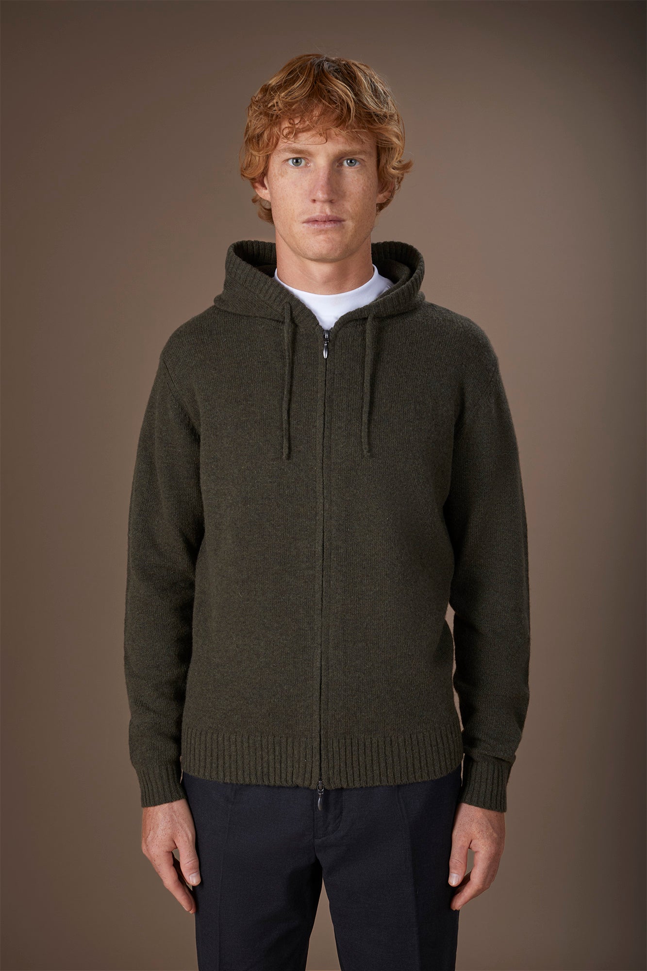 Men's regular fit lambswool blend knitted sweatshirt