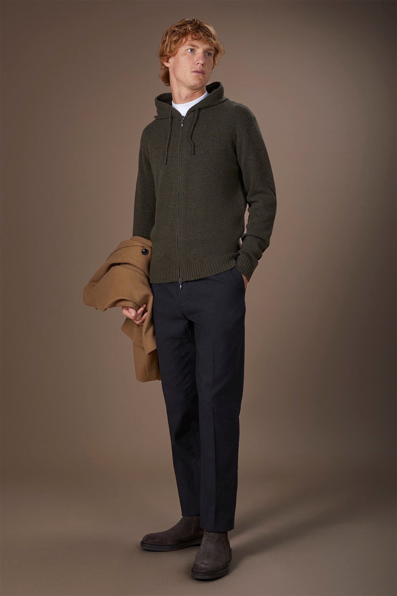 Men's regular fit lambswool blend knitted sweatshirt