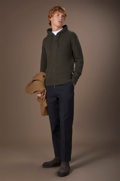 Men's regular fit lambswool blend knitted sweatshirt