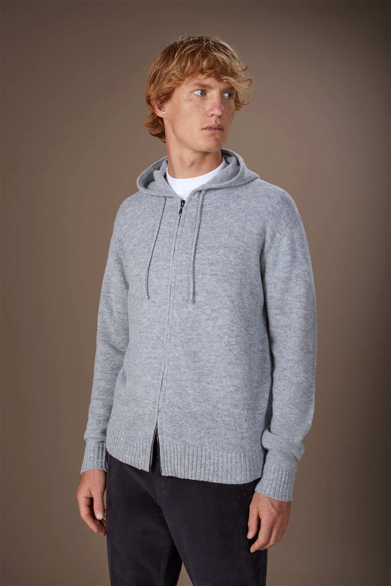 Men's regular fit lambswool blend knitted sweatshirt