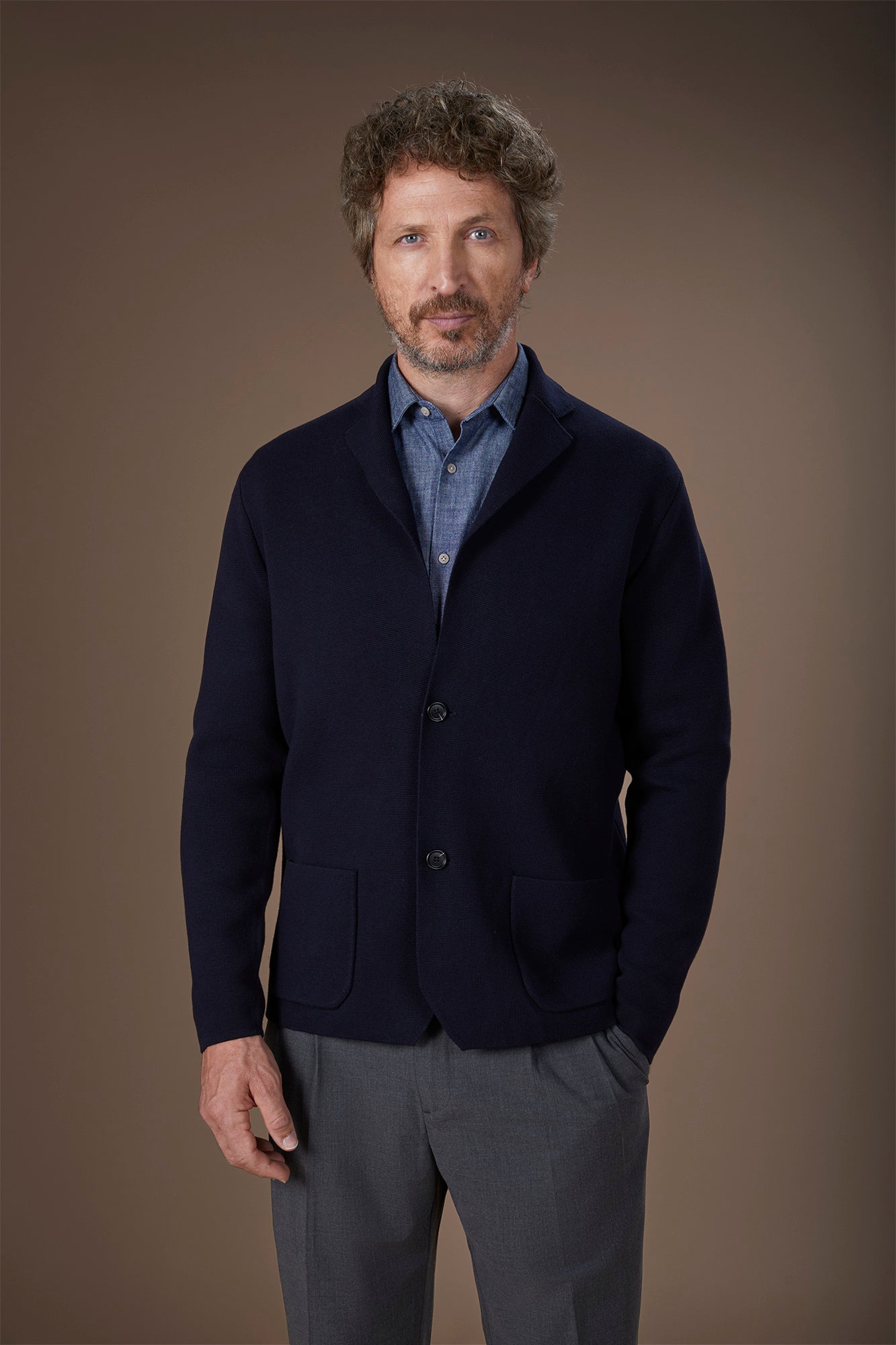 Men's single-breasted cardigan in 100% cotton Milano Point knit regular fit