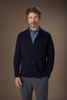 Men's single-breasted cardigan in 100% cotton Milano Point knit regular fit