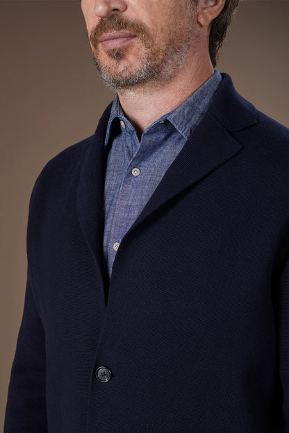 Men's single-breasted cardigan in 100% cotton Milano Point knit regular fit