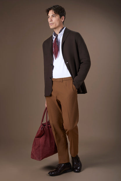 Men's single-breasted cardigan in 100% cotton Milano Point knit regular fit