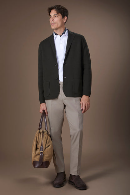 Men's single-breasted cardigan in 100% cotton Milano Point knit regular fit