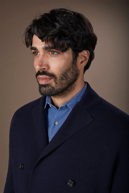 Men's single-breasted cardigan in 100% cotton Milano Point knit regular fit