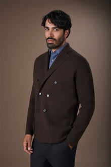 Men's regular fit double-breasted cardigan in 100% cotton jersey