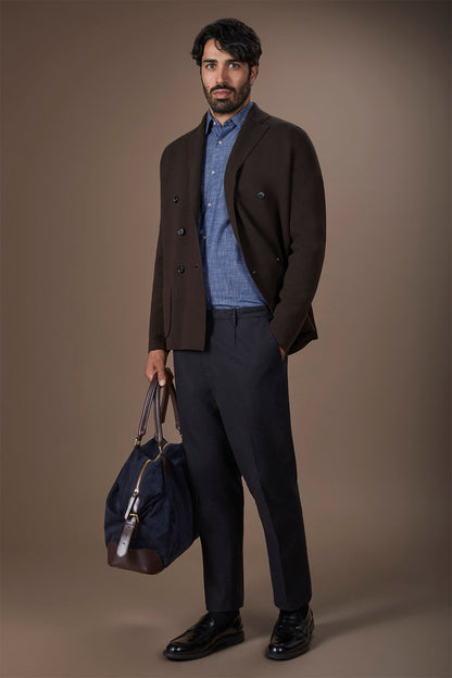 Men's single-breasted cardigan in 100% cotton Milano Point knit regular fit