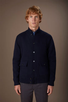 Men's Milano Point knit jacket with Korean collar in 100% cotton regular fit
