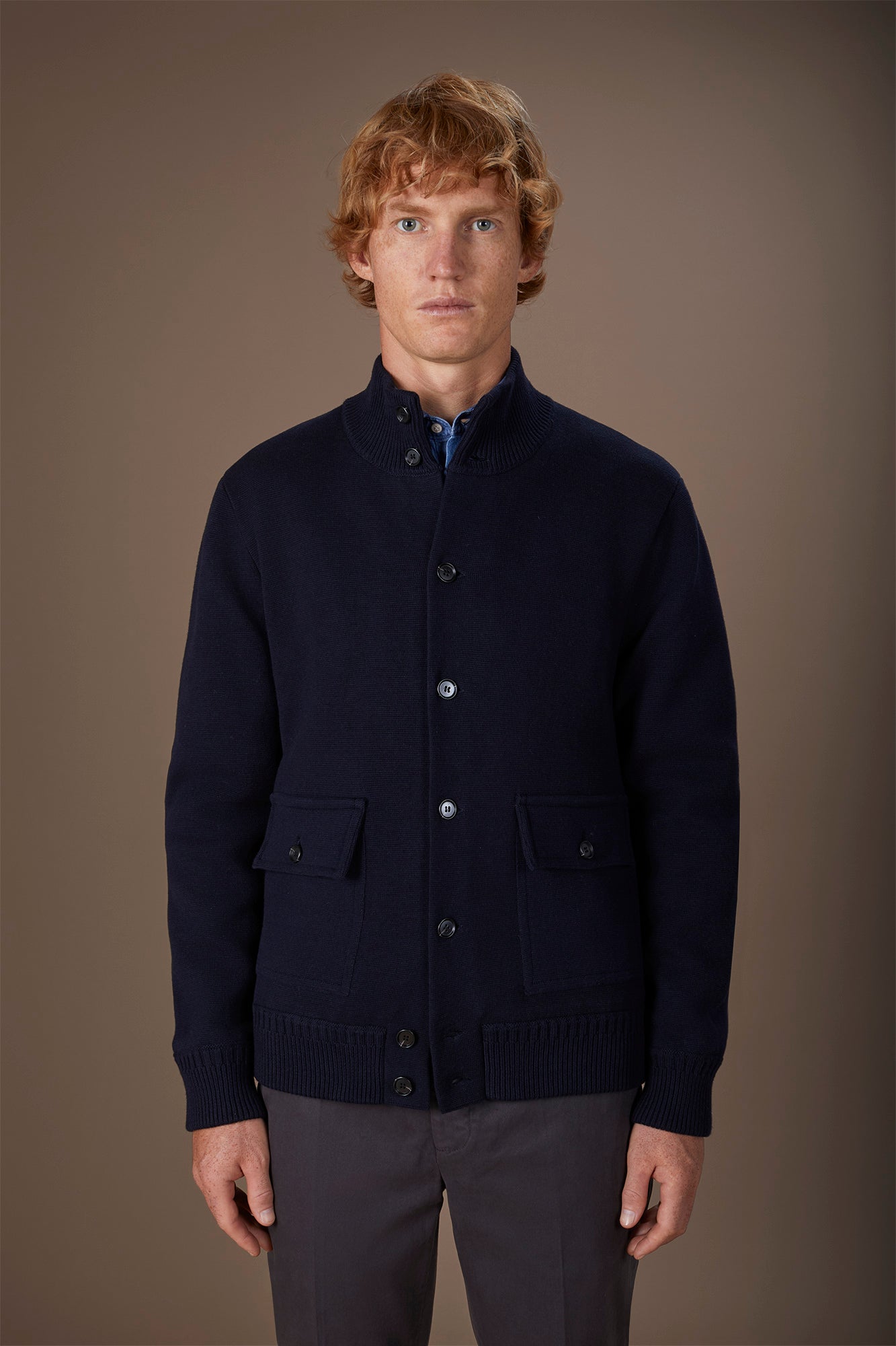 Men's regular fit 100% cotton Milano Point knit jacket