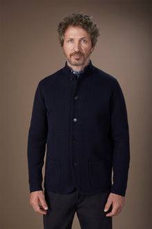 Men's Milano Point knit jacket with Korean collar in 100% cotton regular fit