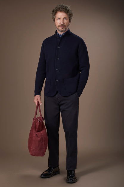 Men's Milano Point knit jacket with Korean collar in 100% cotton regular fit