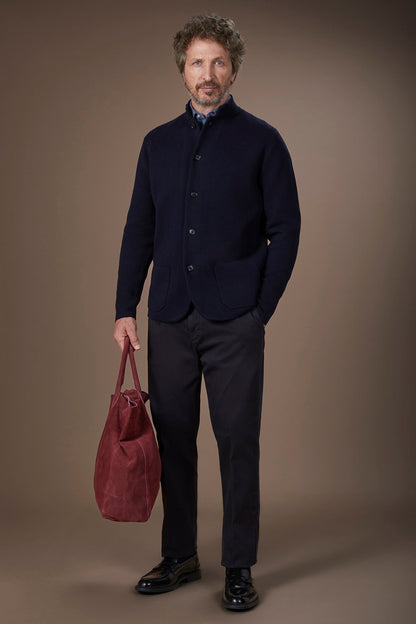 Men's Milano Point knit jacket with Korean collar in 100% cotton regular fit