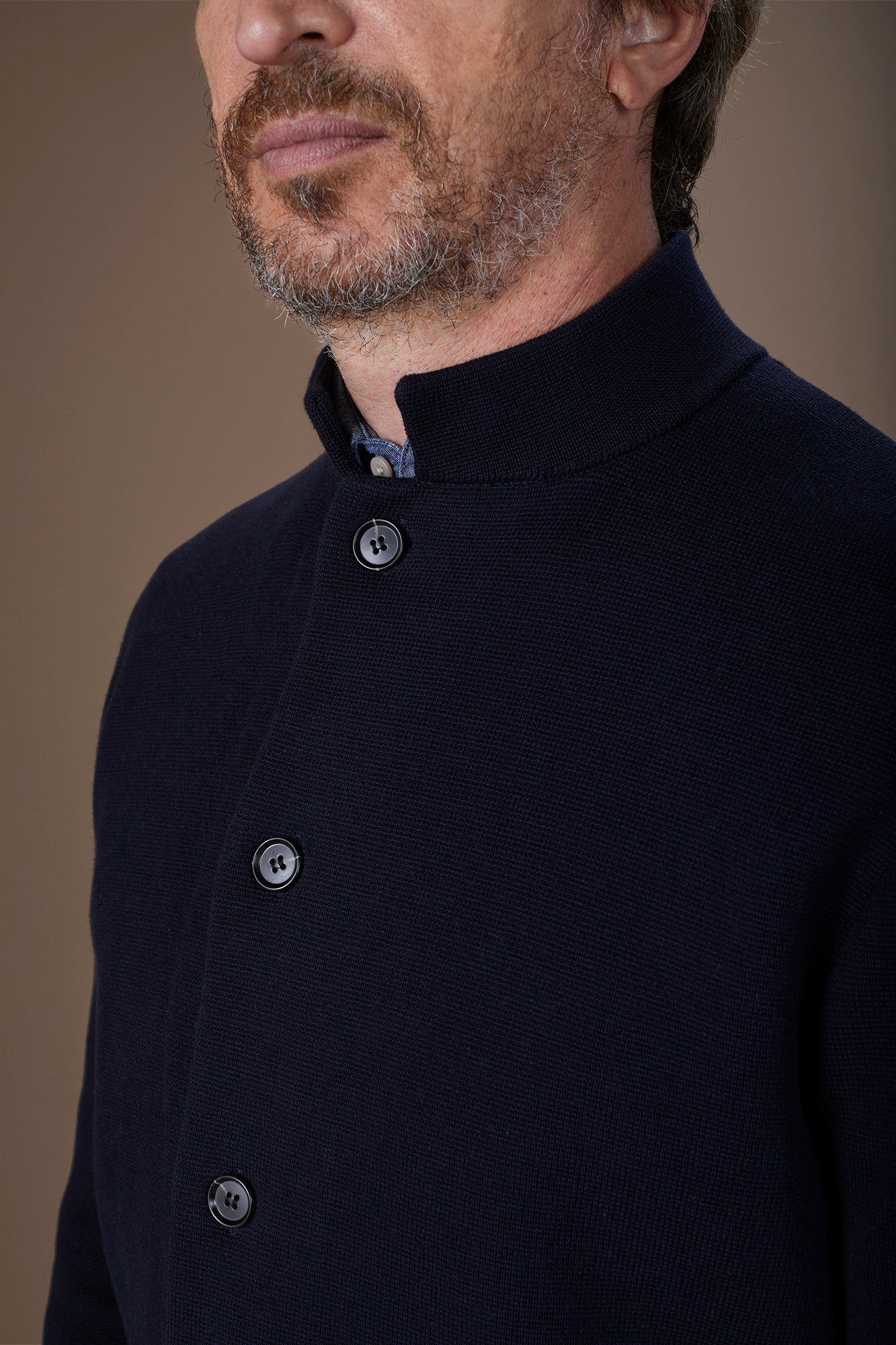 Men's Milano Point knit jacket with Korean collar in 100% cotton regular fit