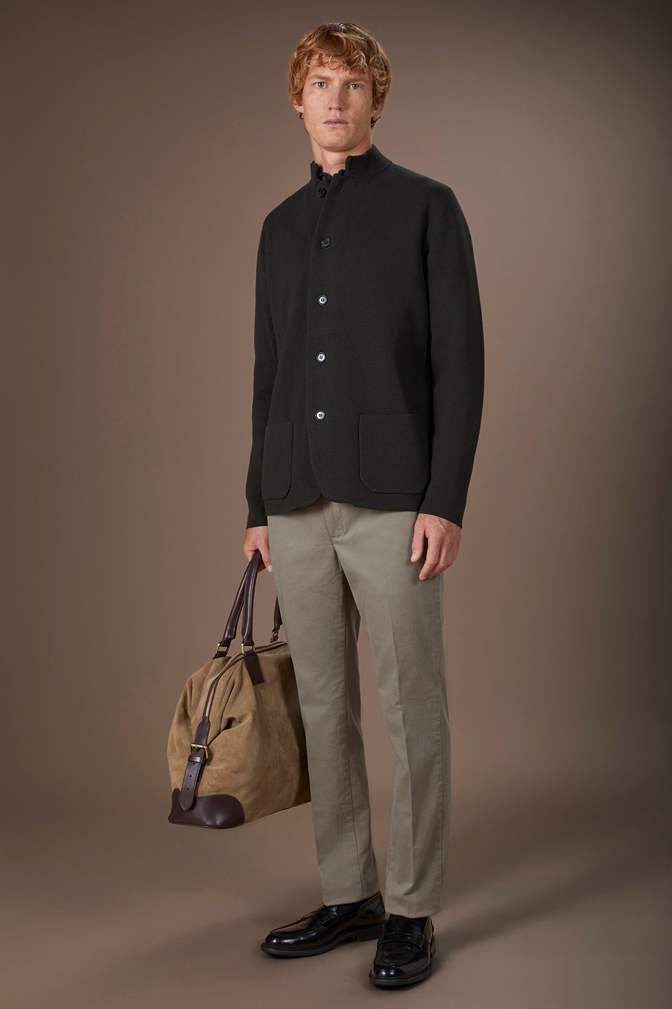 Men's Milano Point knit jacket with Korean collar in 100% cotton regular fit